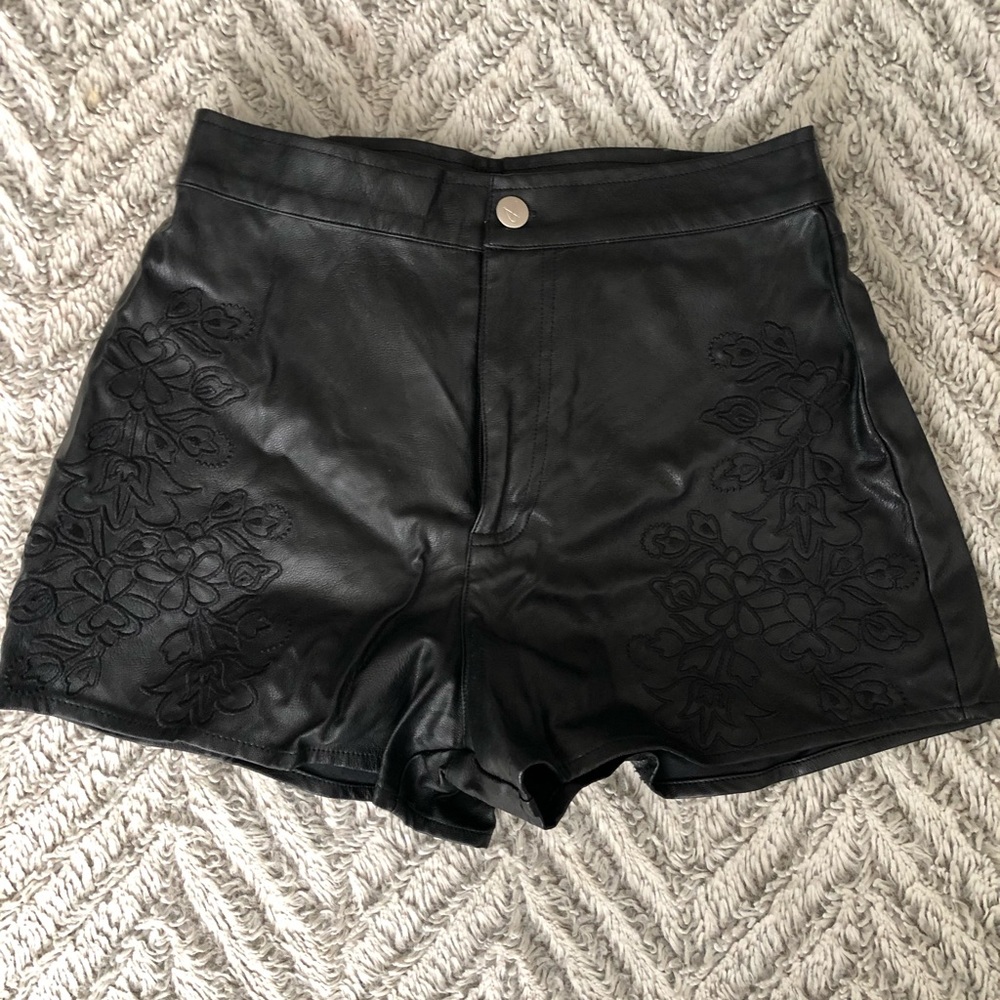 Faux leather high waisted shorts